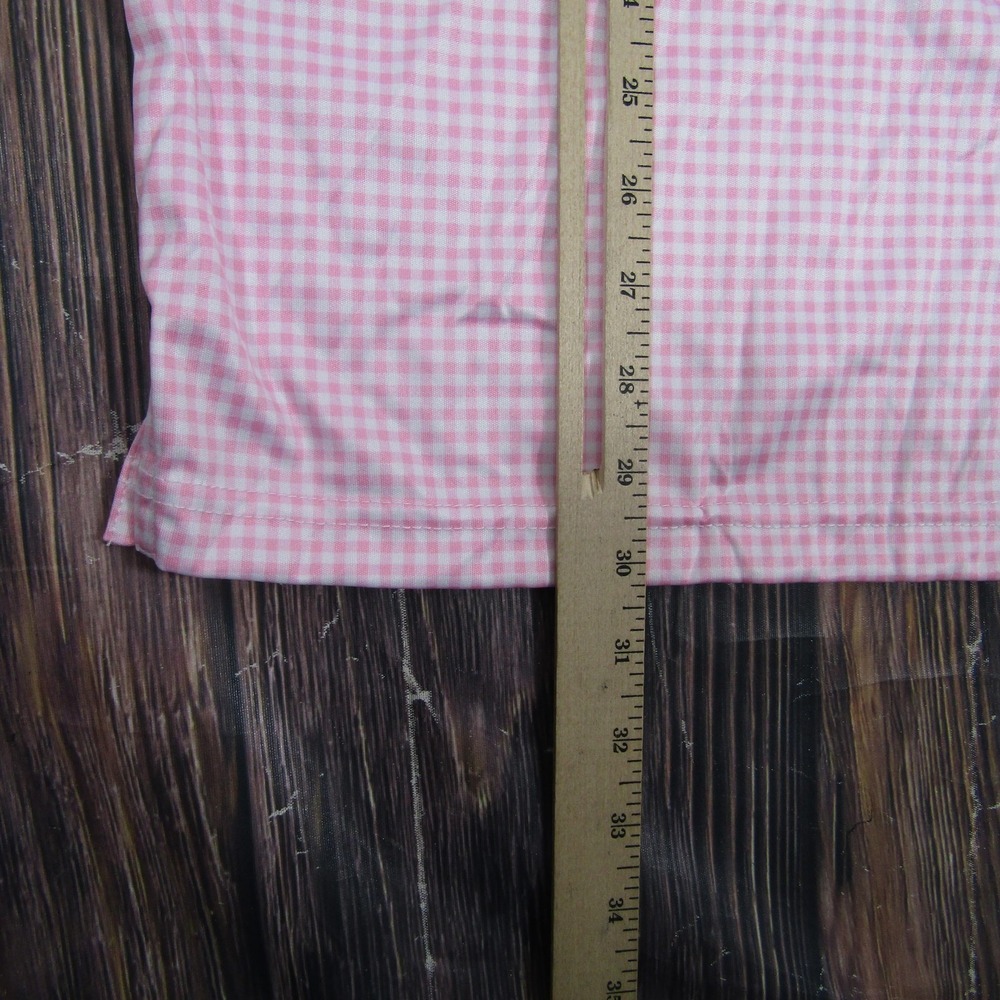 Collars & Co Polo Shirt Mens XL Pink Gingham Dress Collar Stretch Short Sleeve - Picture 7 of 7